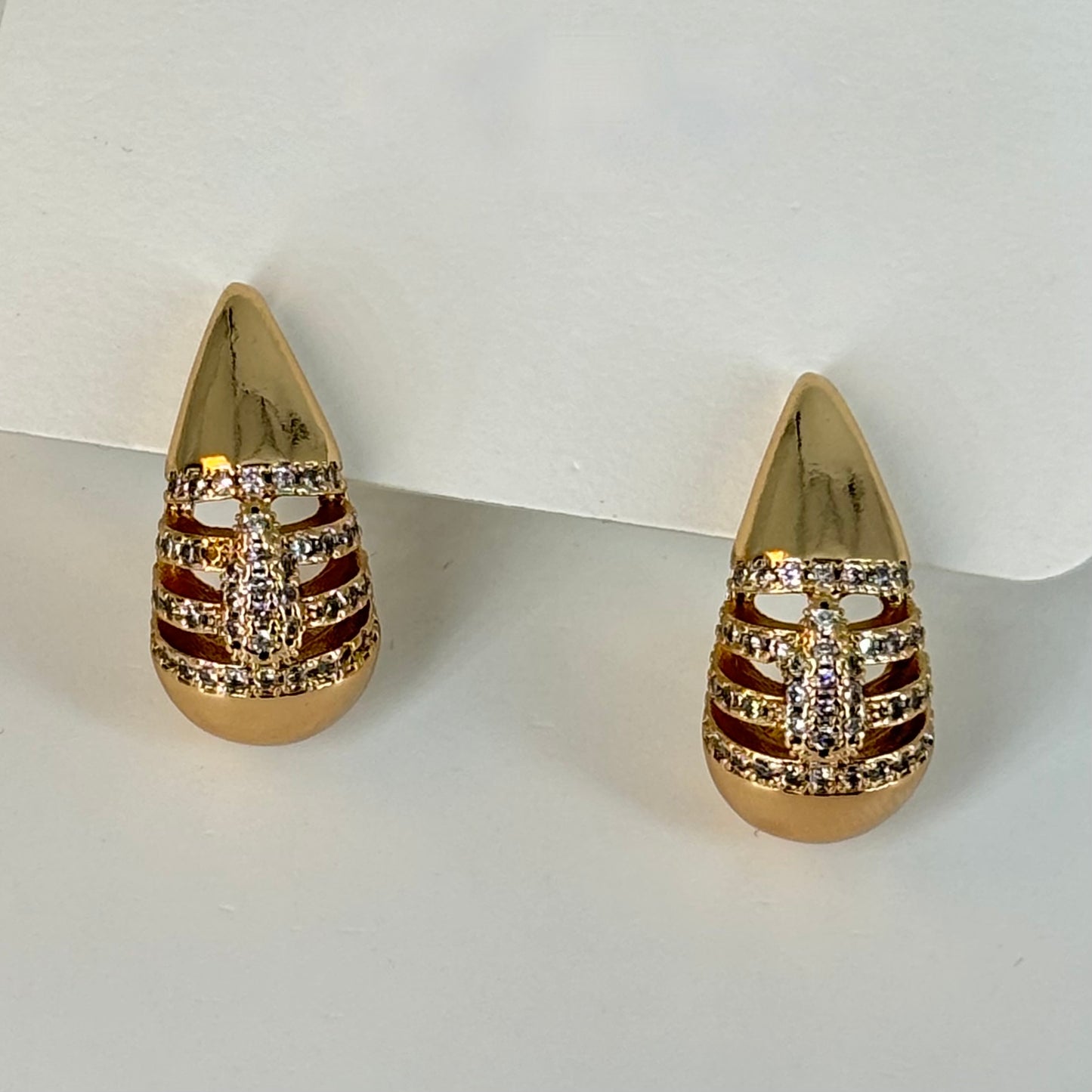 Gold-Plated Teardrop Stud Earrings