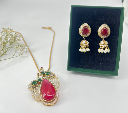 Drop shape stone pendent necklace