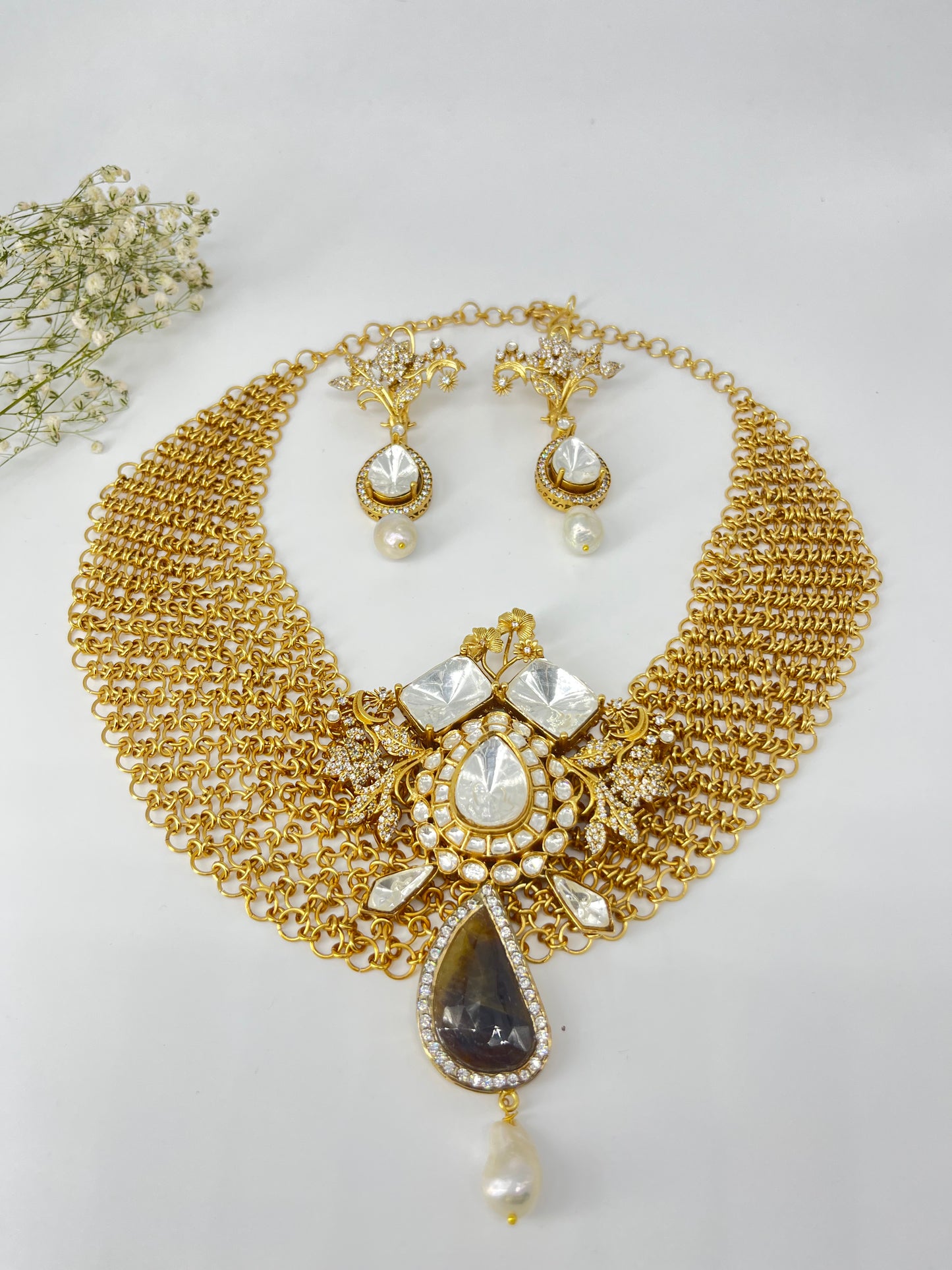Polki stone statement necklace