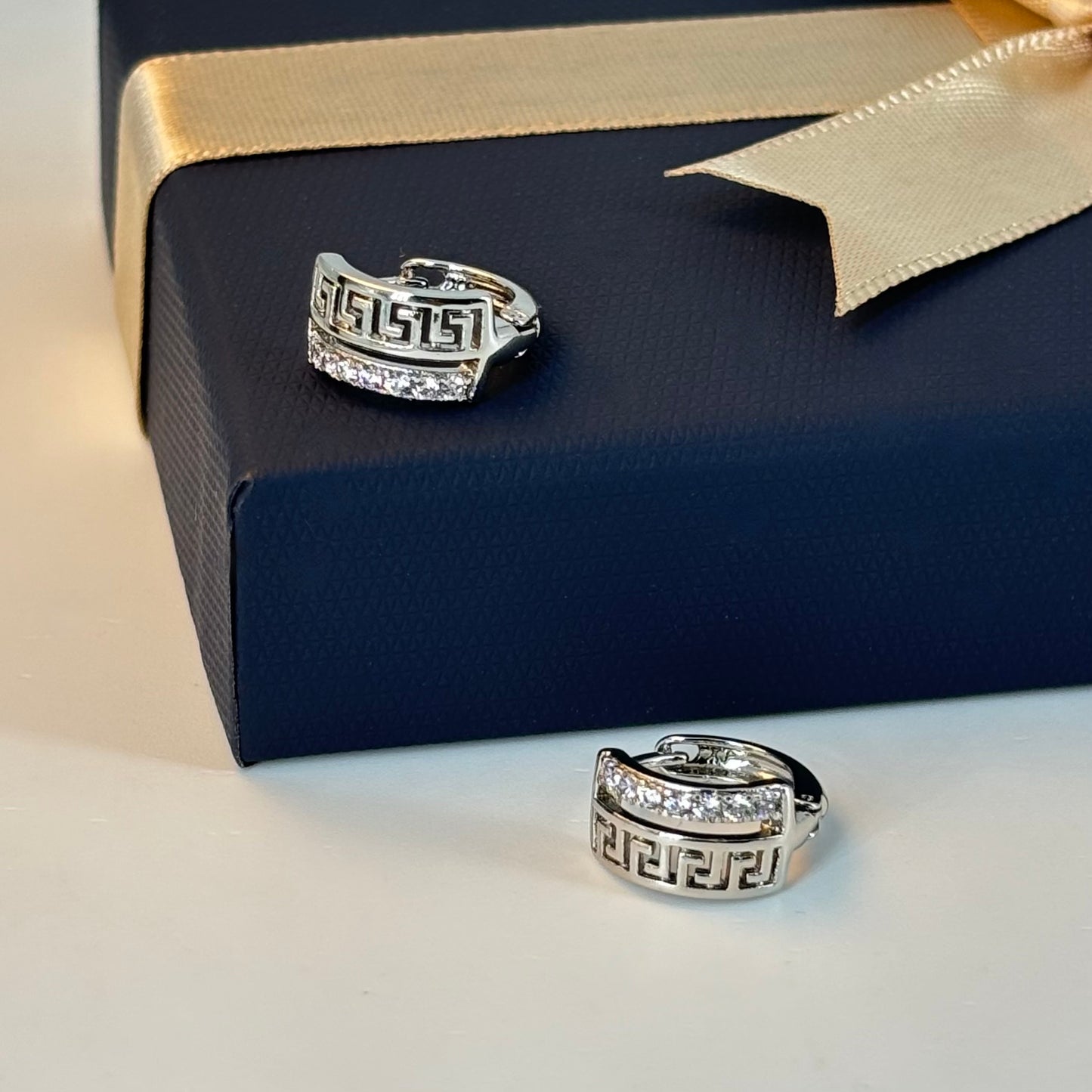 Greek Key Huggie Earrings