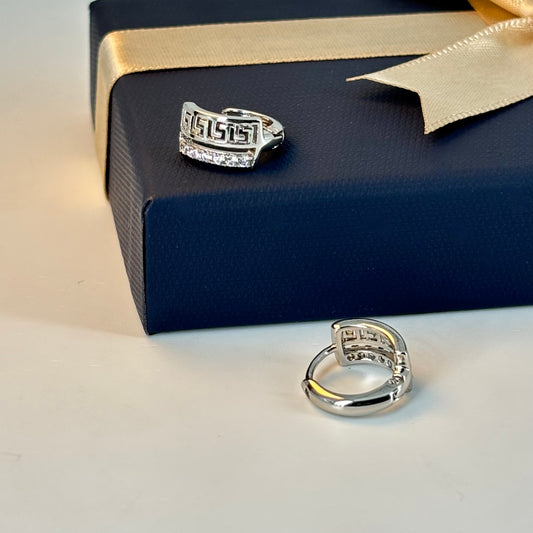 Greek Key Huggie Earrings
