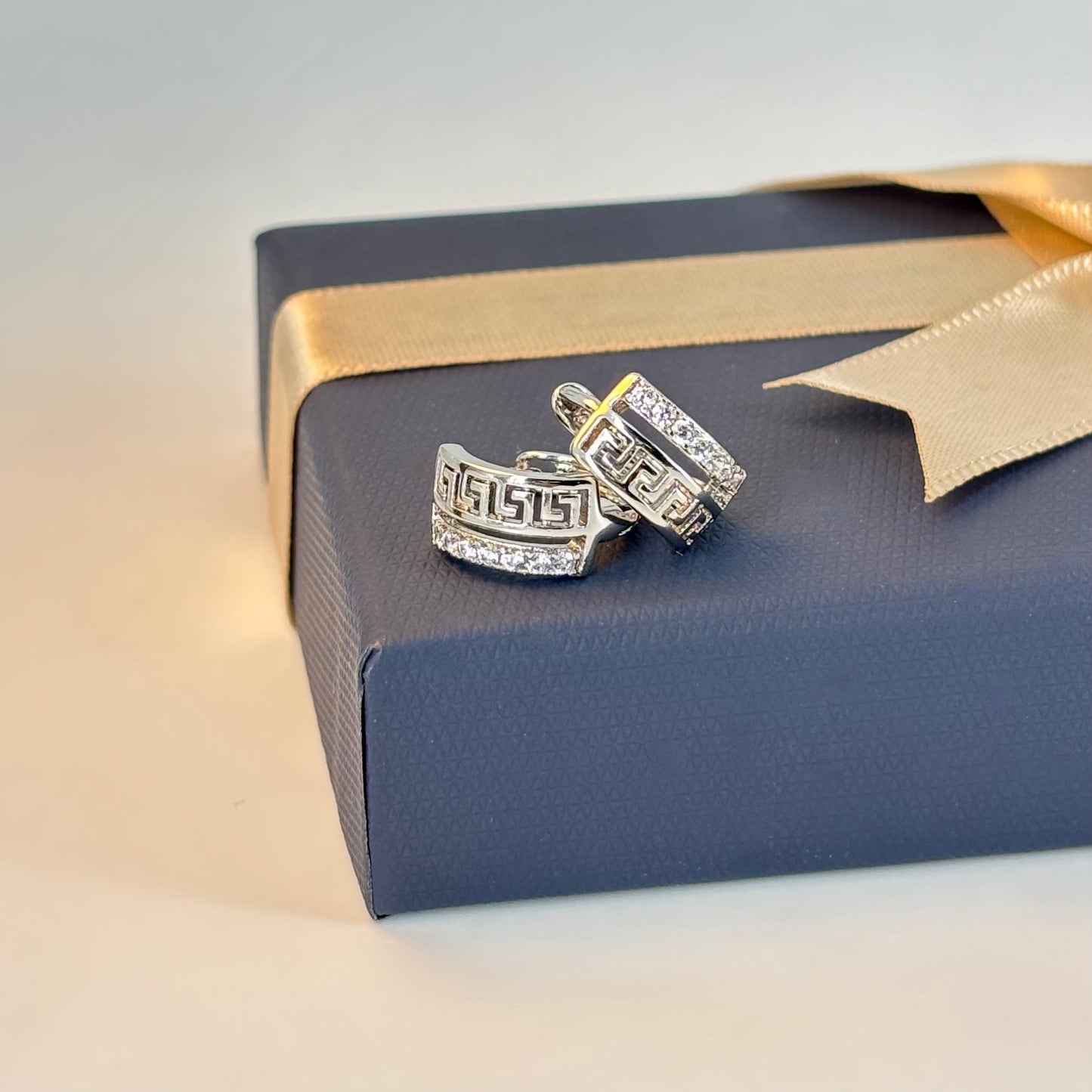 Greek Key Huggie Earrings