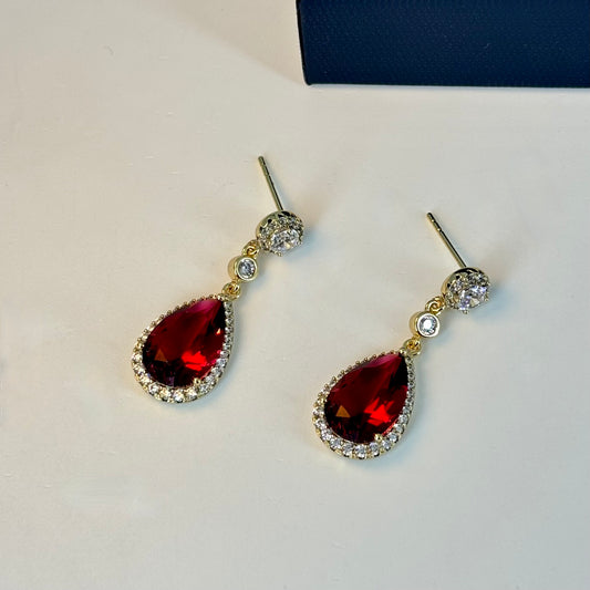 Ruby Teardrop Earrings