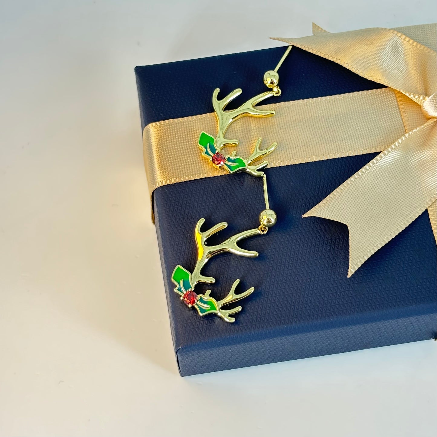 Gold-Plated Reindeer Antler Earrings