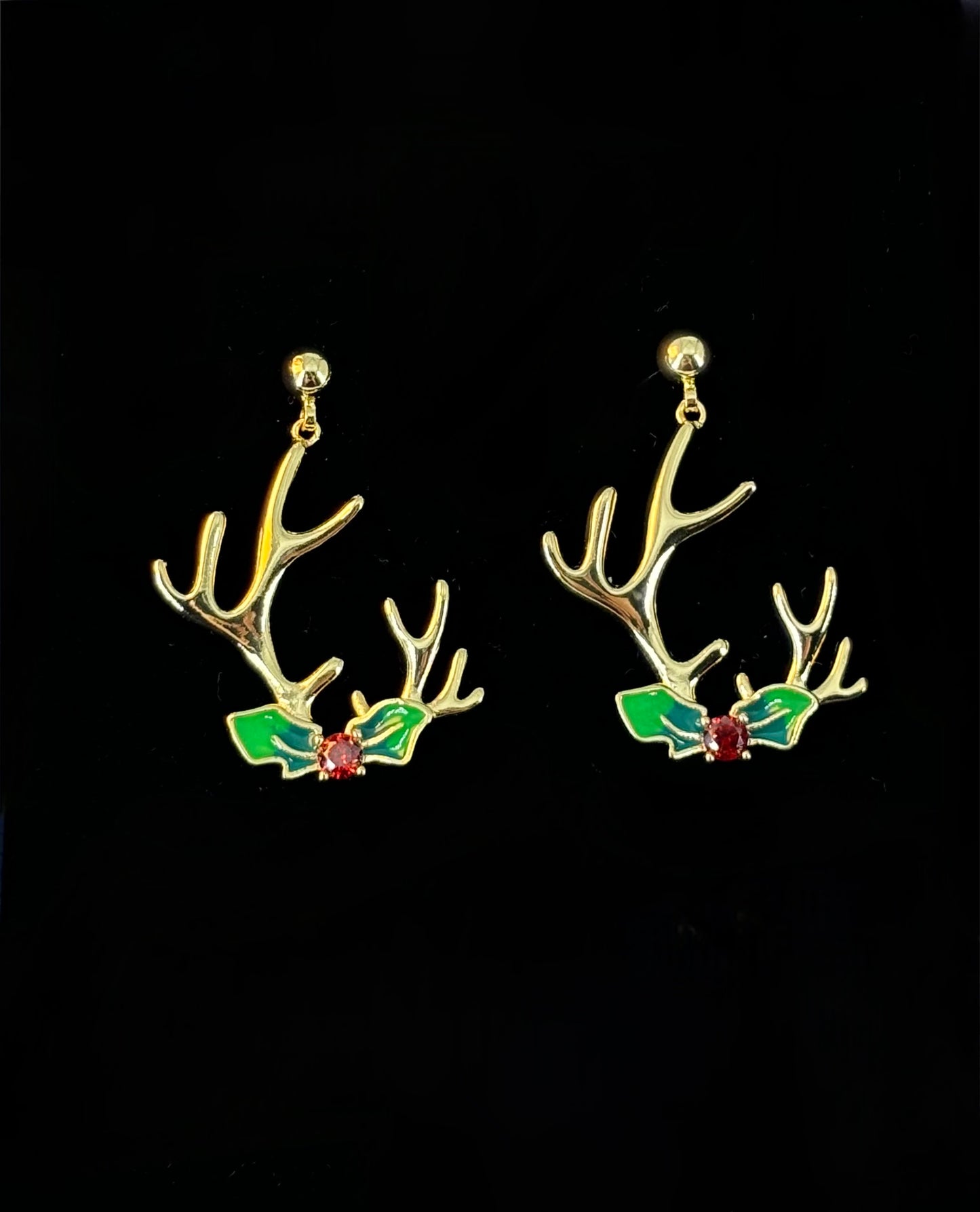Gold-Plated Reindeer Antler Earrings