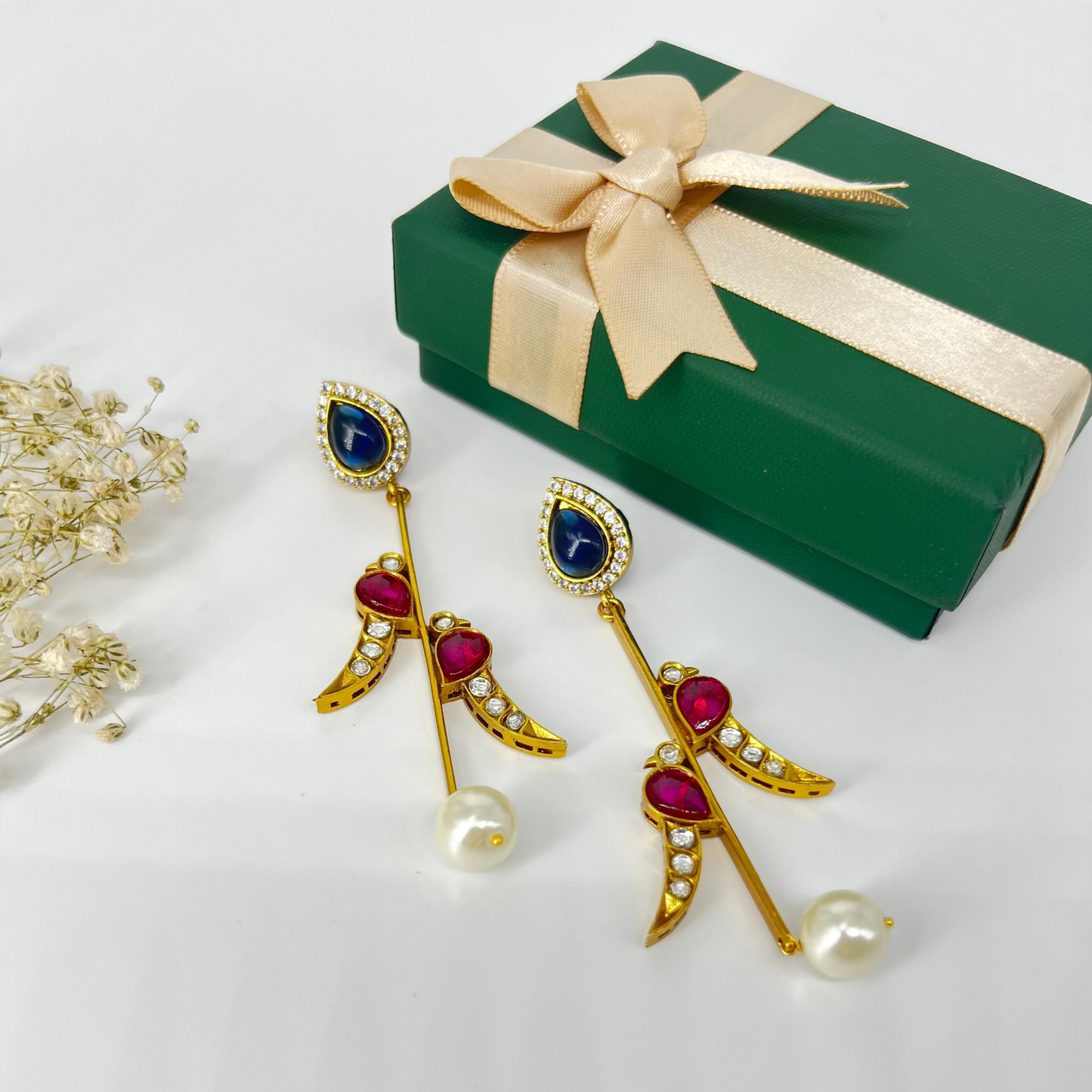 Bird drop polki earring