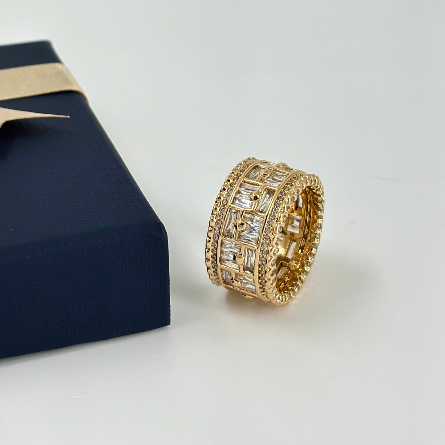 Rose Gold-Plated Geometric Eternity Band Ring