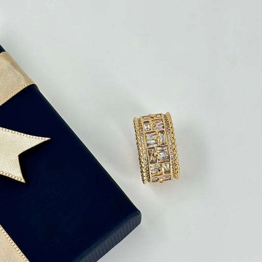 Rose Gold-Plated Geometric Eternity Band Ring