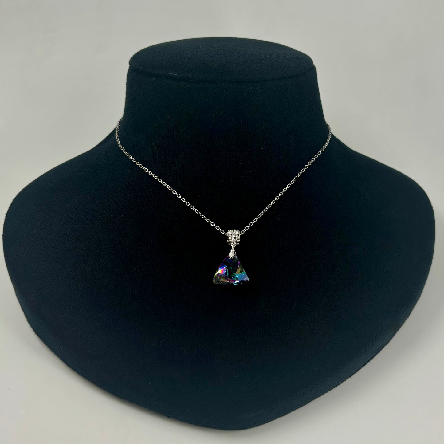 Iridescent Triangle Crystal Pendant Chain
