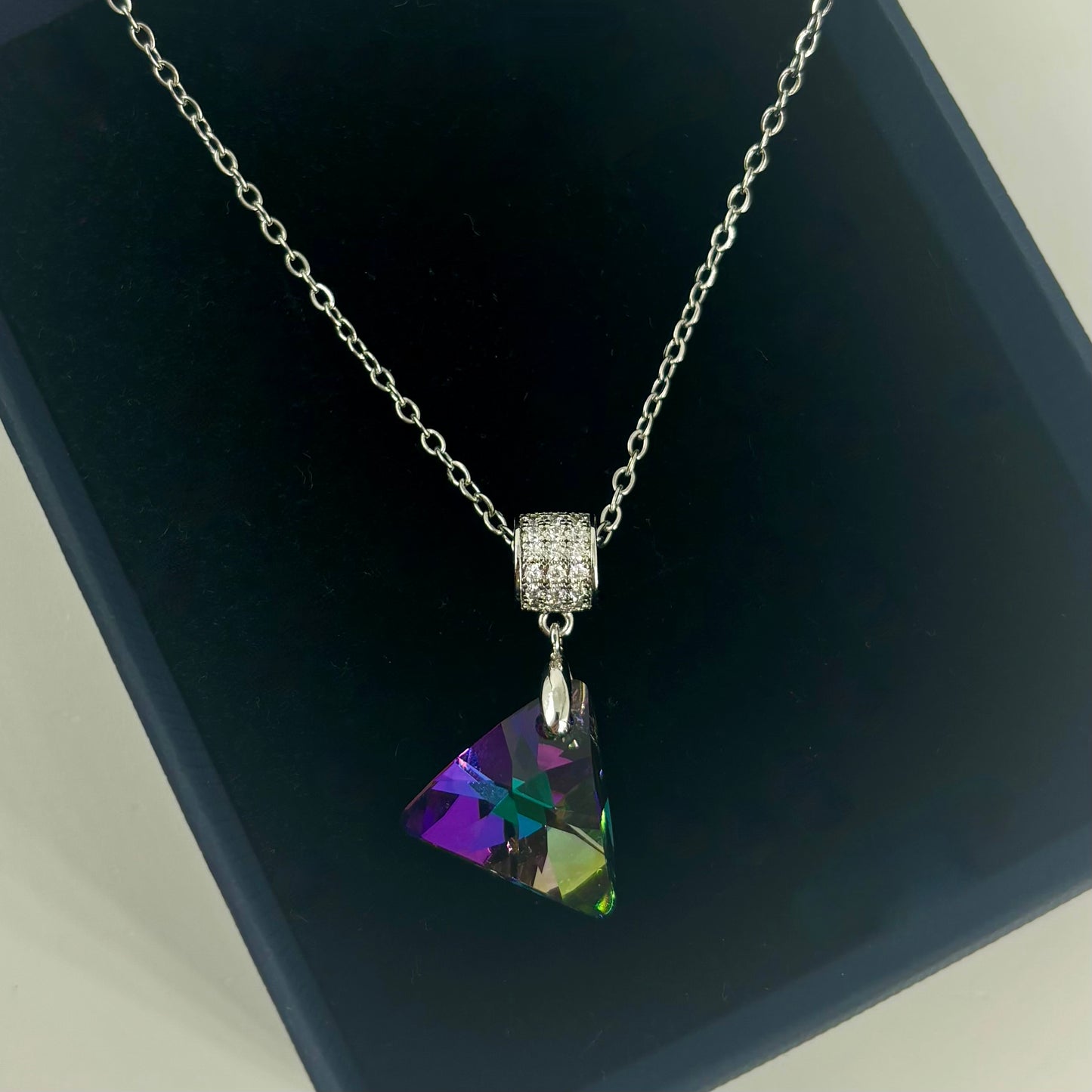 Iridescent Triangle Crystal Pendant Chain