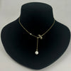 Gold-Plated Palm & Pearl Lariat Necklace