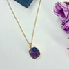Gold-Plated Cushion-Cut Crystal Pendant Chain
