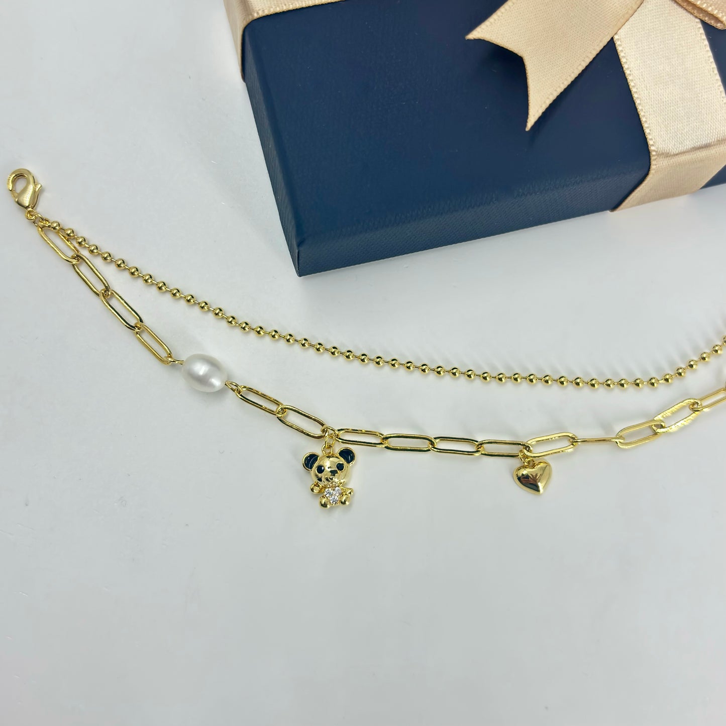 Gold-Plated Layered Charm Bracelet