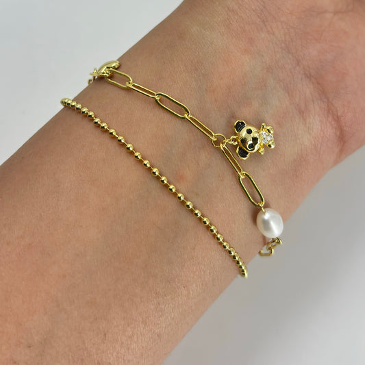 Gold-Plated Layered Charm Bracelet