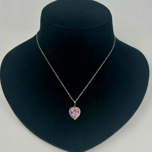 Pink Heart Pendant Necklace