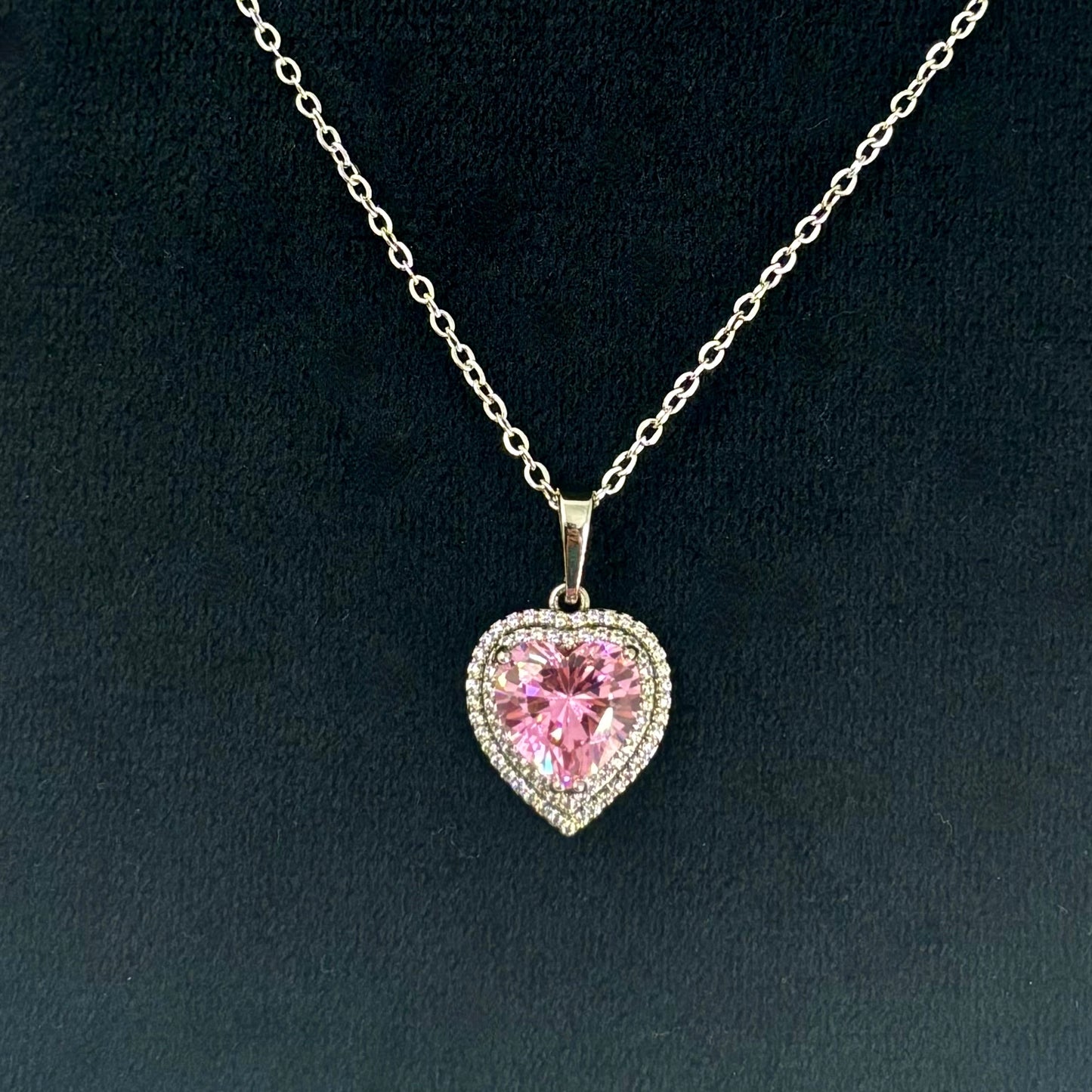 Pink Heart Pendant Necklace