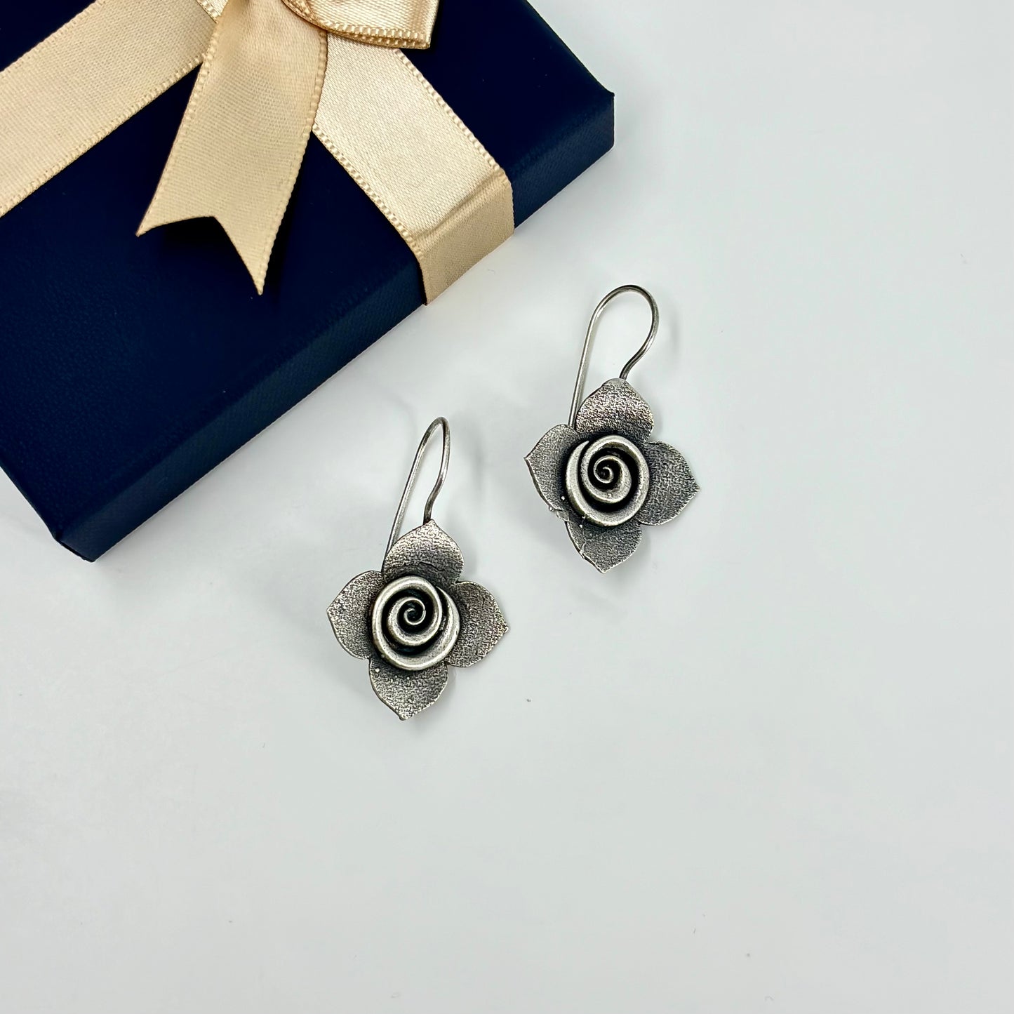 Vintage Rose Hoop Earrings