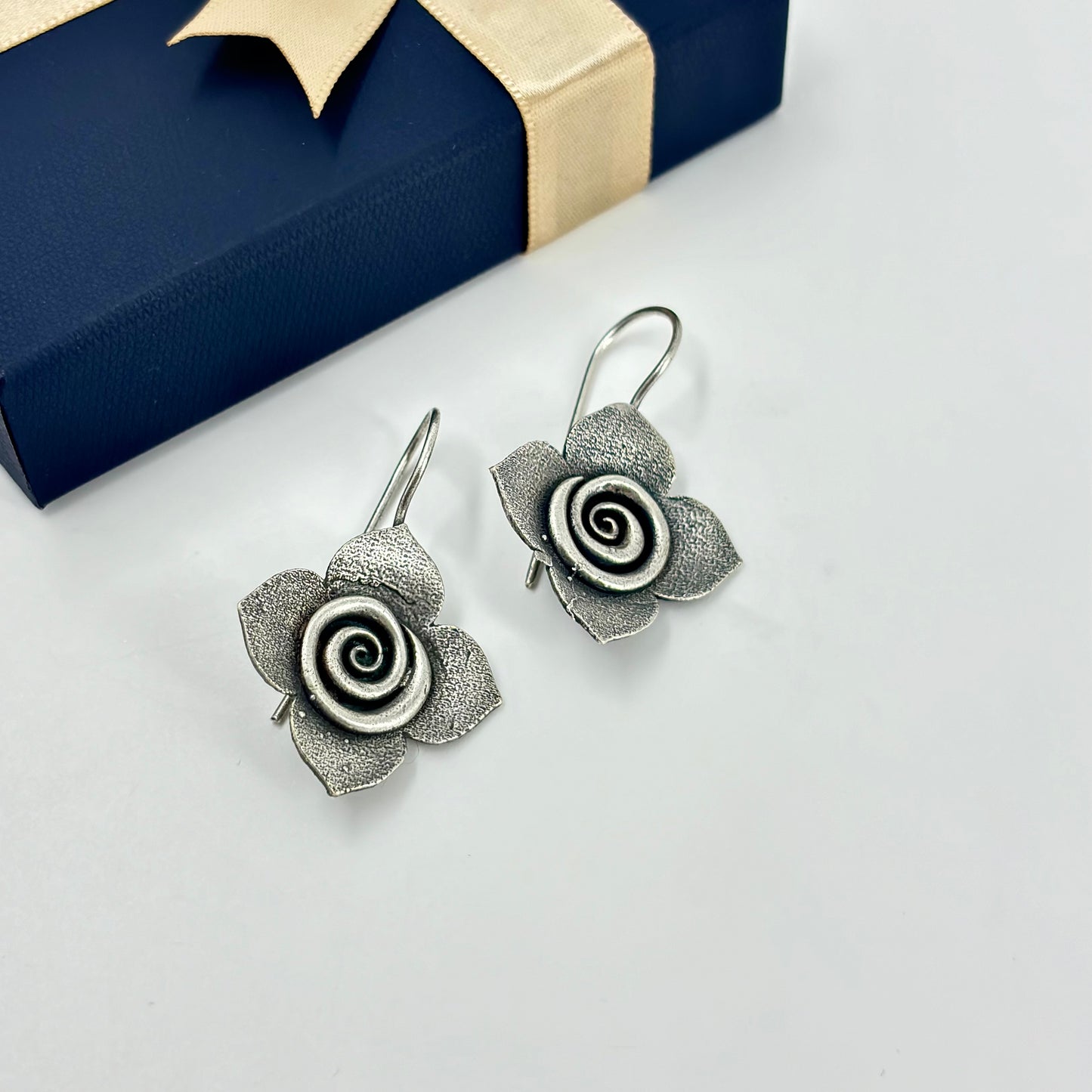 Vintage Rose Hoop Earrings