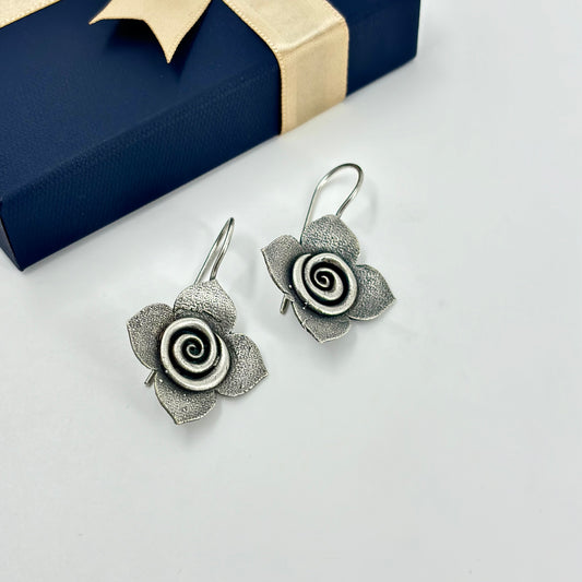 Vintage Rose Hoop Earrings