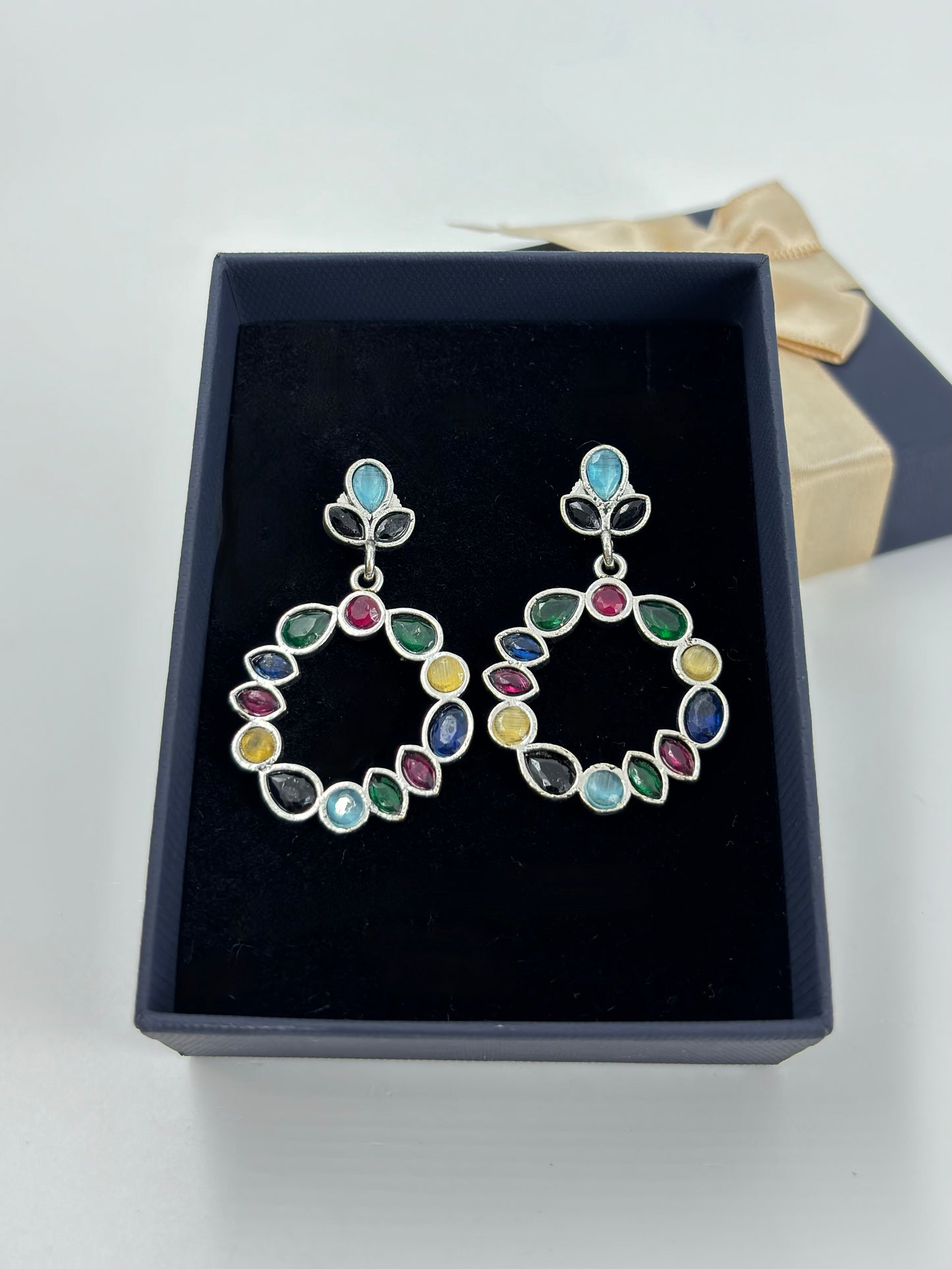 Vibrant Multistone Hoop Earrings