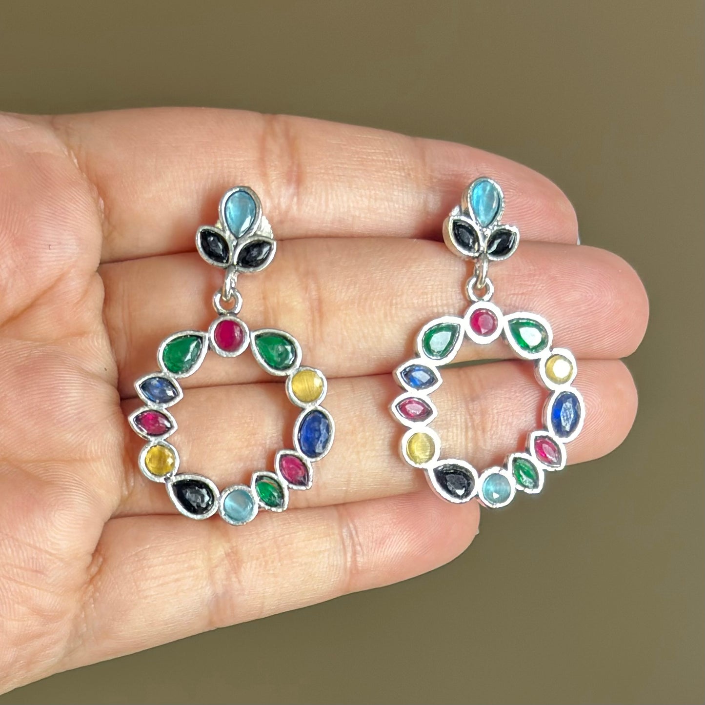 Vibrant Multistone Hoop Earrings