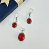 Natural Red Coral stone pendant & earring set