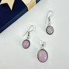 Natural Pink Chalcedony stone pendant & earring set