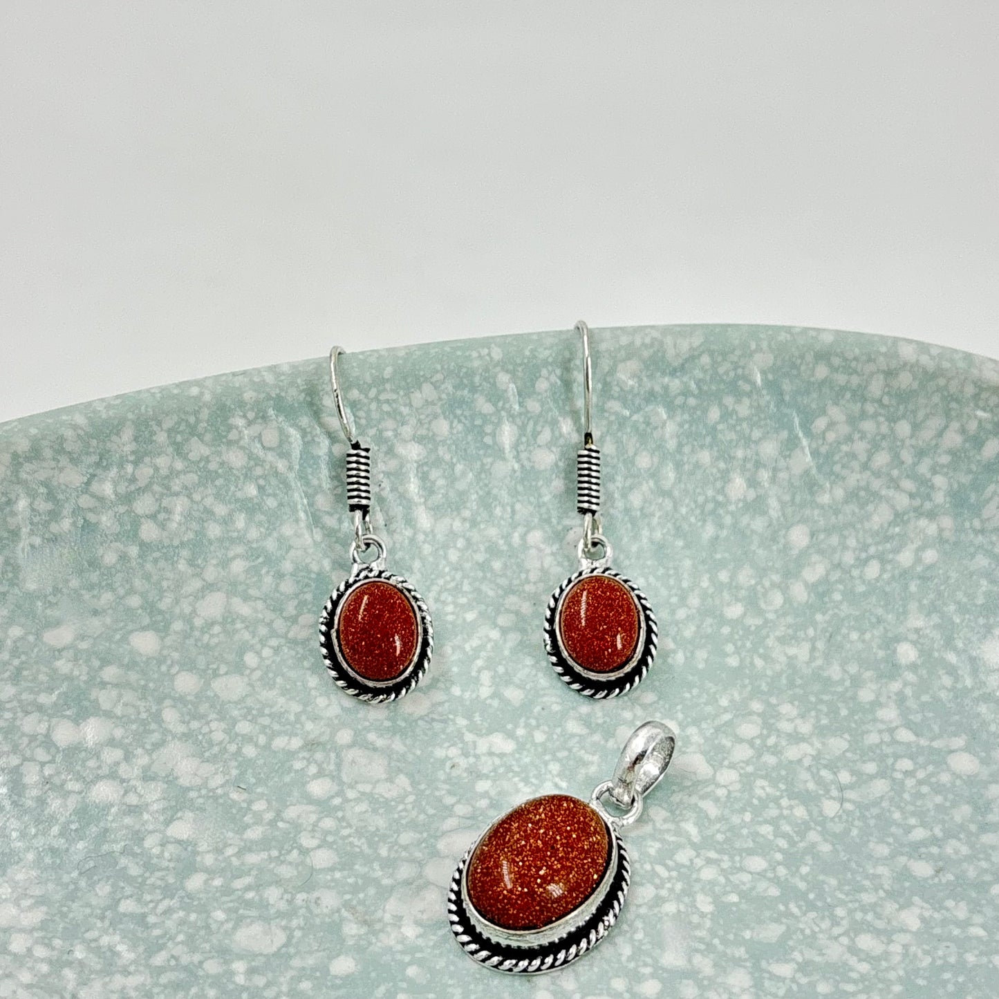 Natural Sunstone pendant & earring set