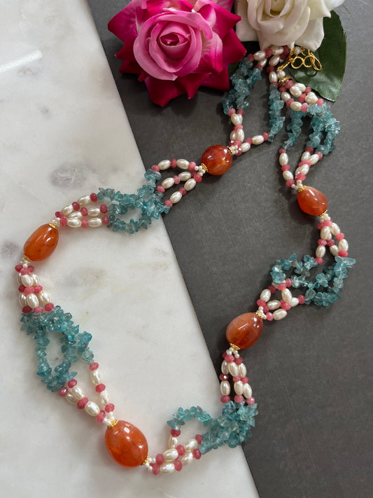 Uncut Stone Pearl Necklace