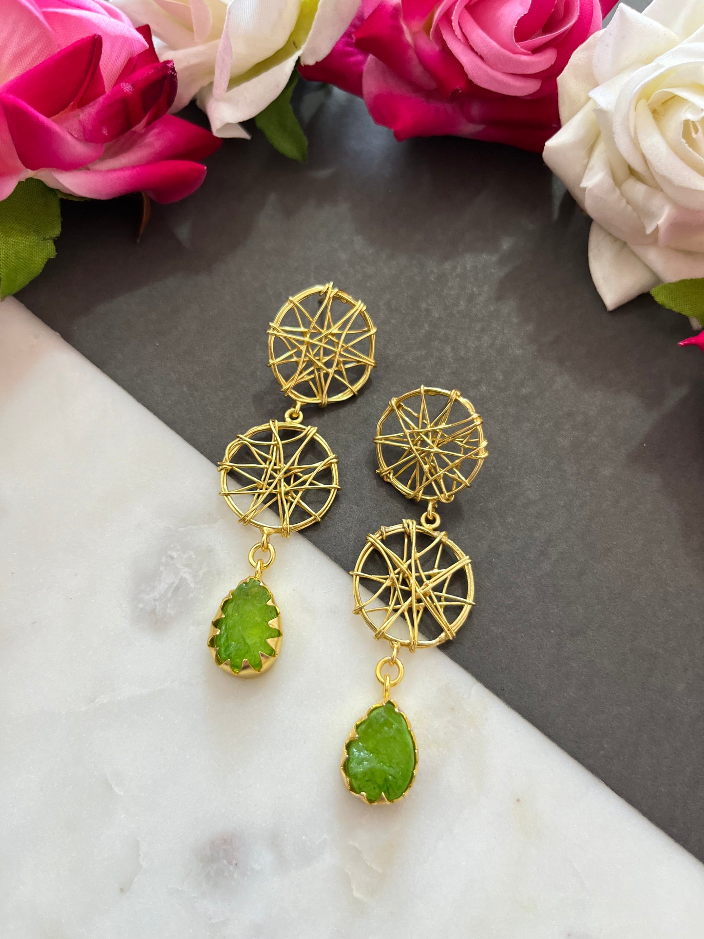 HANDMADE EARRING IN DRUZZY STONE