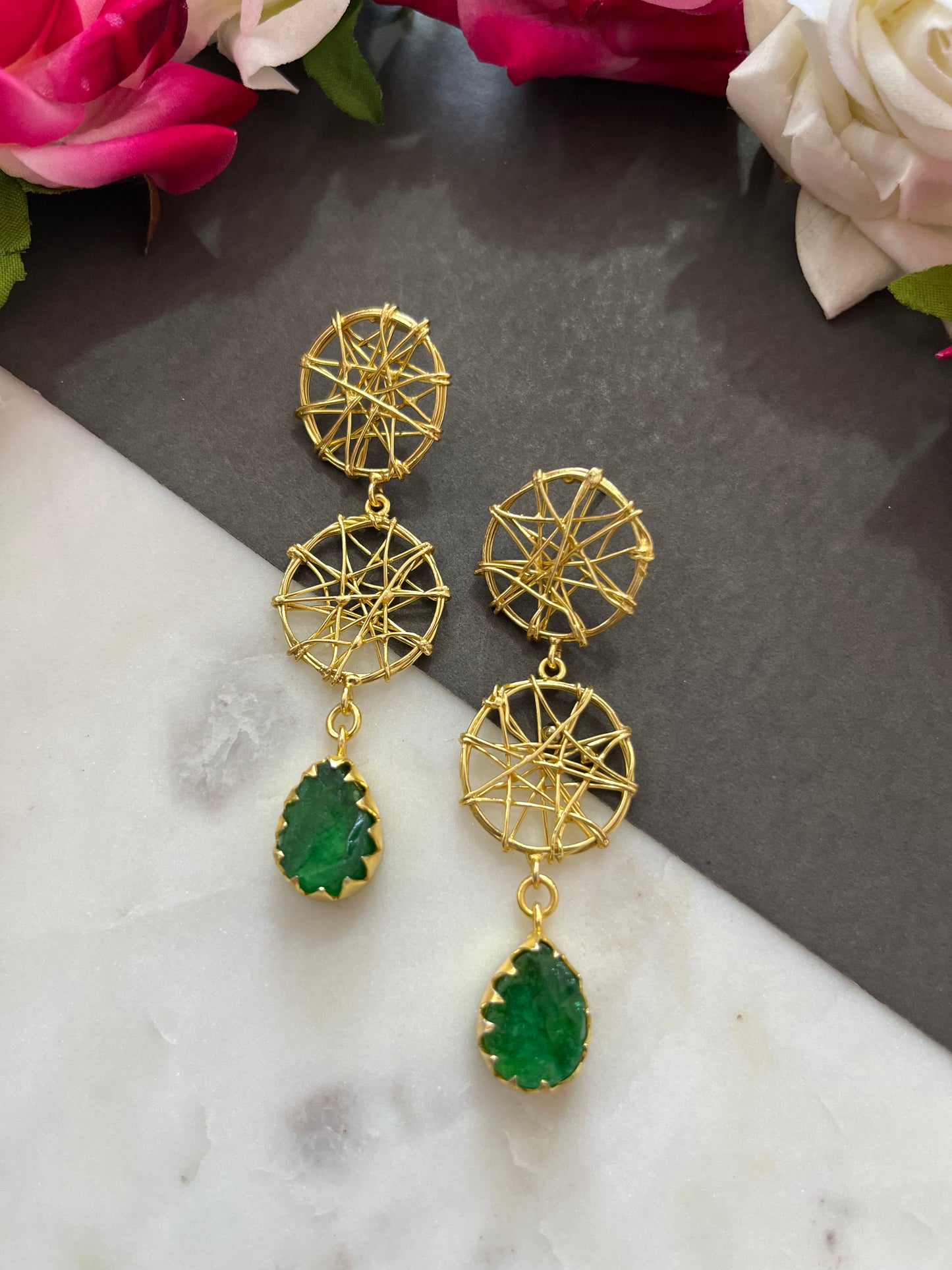 HANDMADE EARRING IN DRUZZY STONE