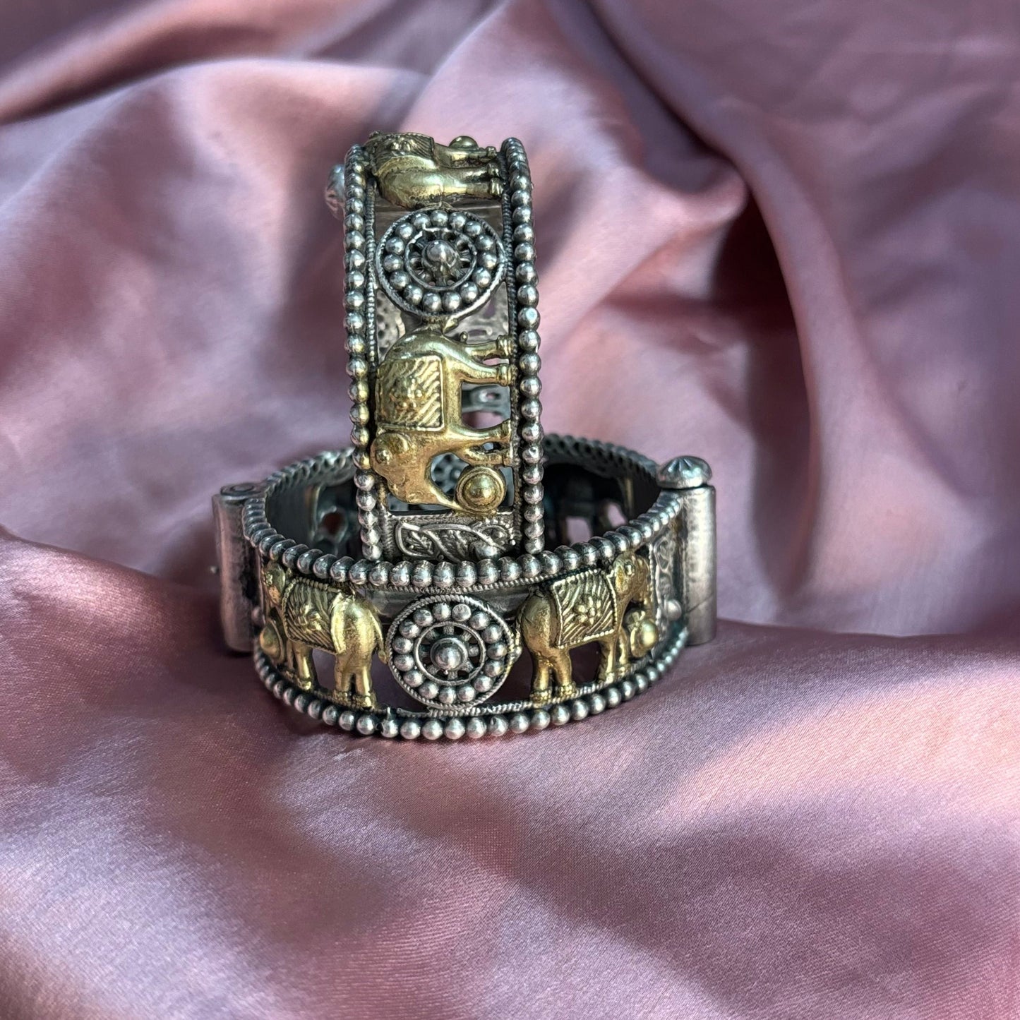 Dual Tone Elephant Motive Bangle - 1 Piece