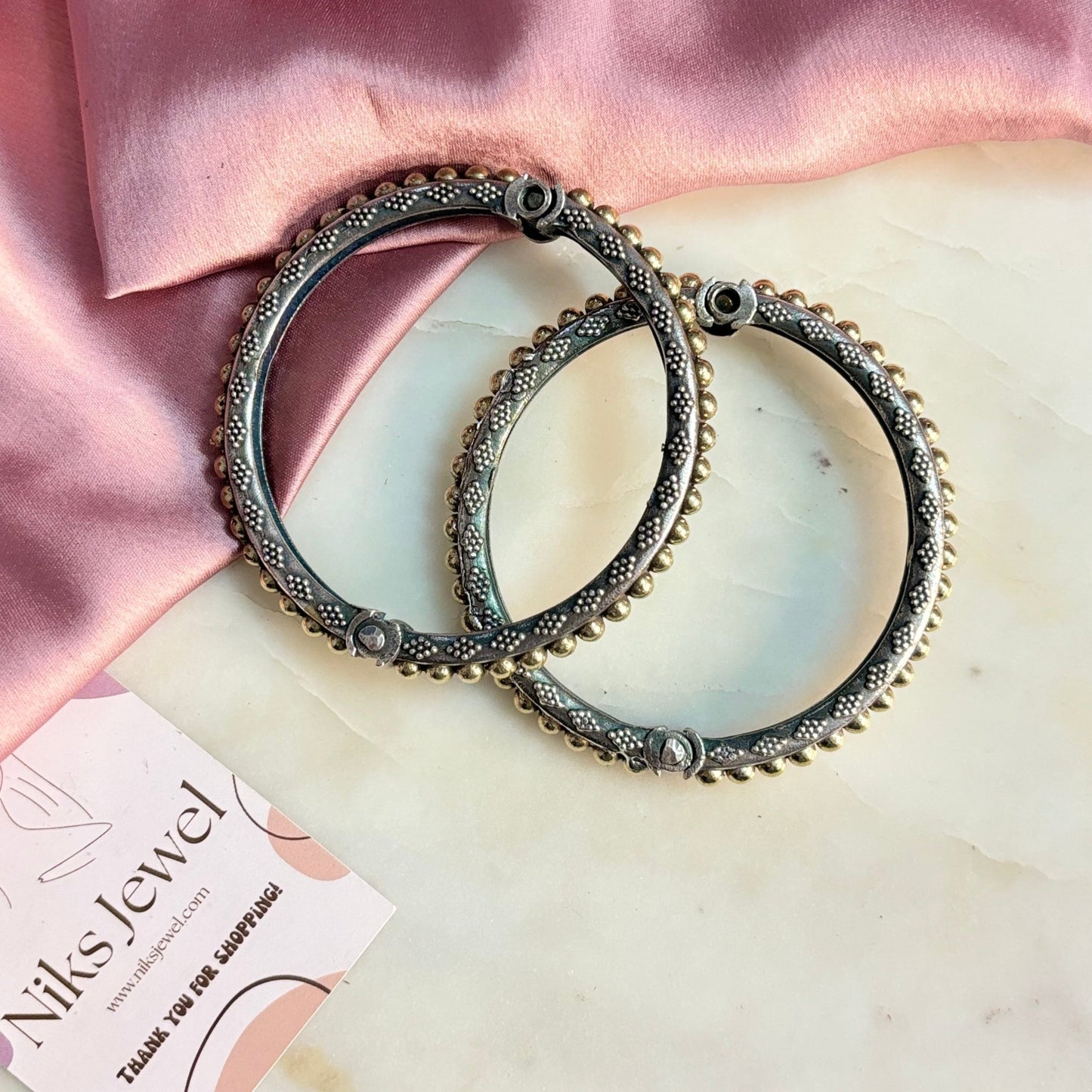Dual Tone Bangle - Set of 2