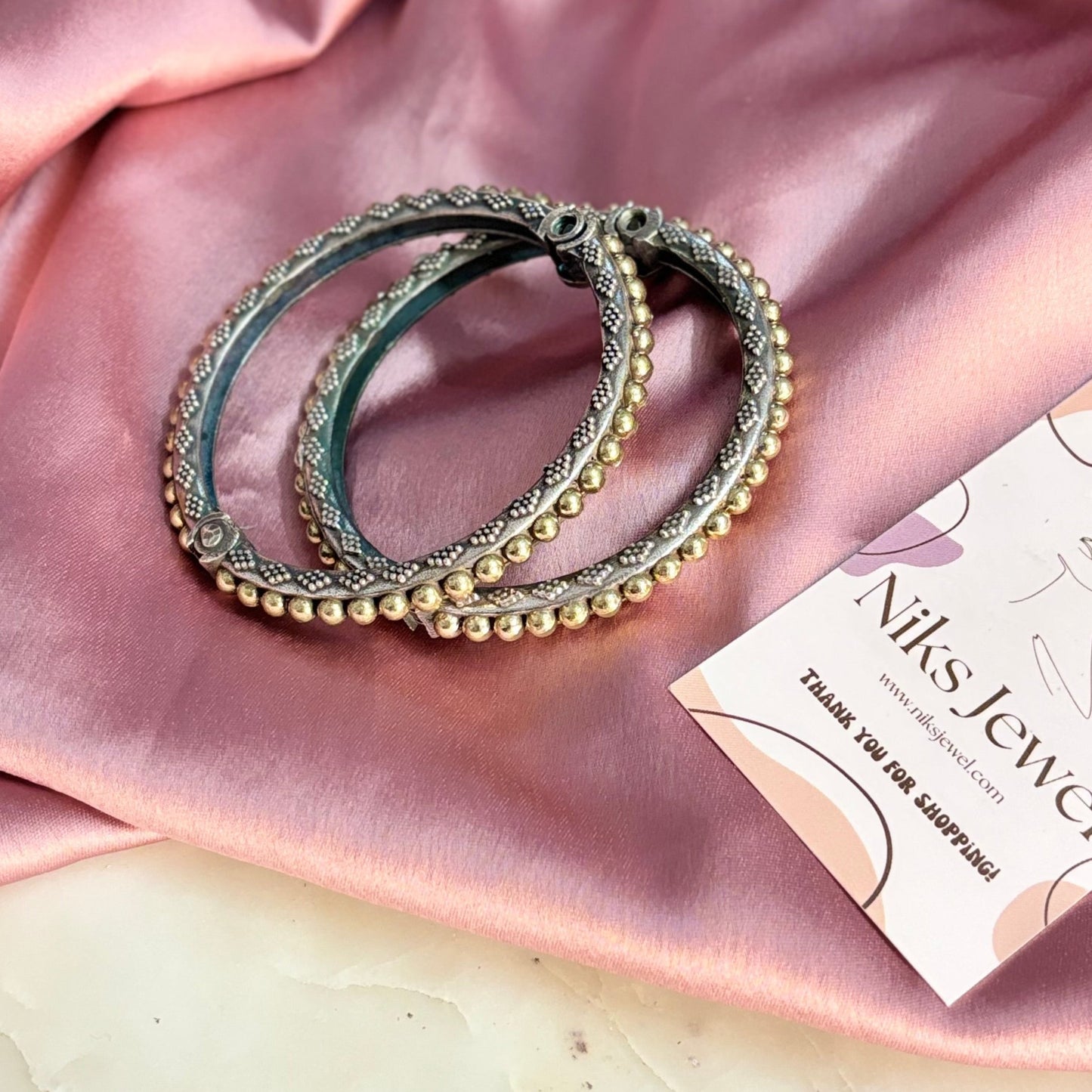 Dual Tone Bangle - Set of 2