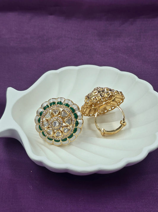 Polki Meenakari Adjustable Ring