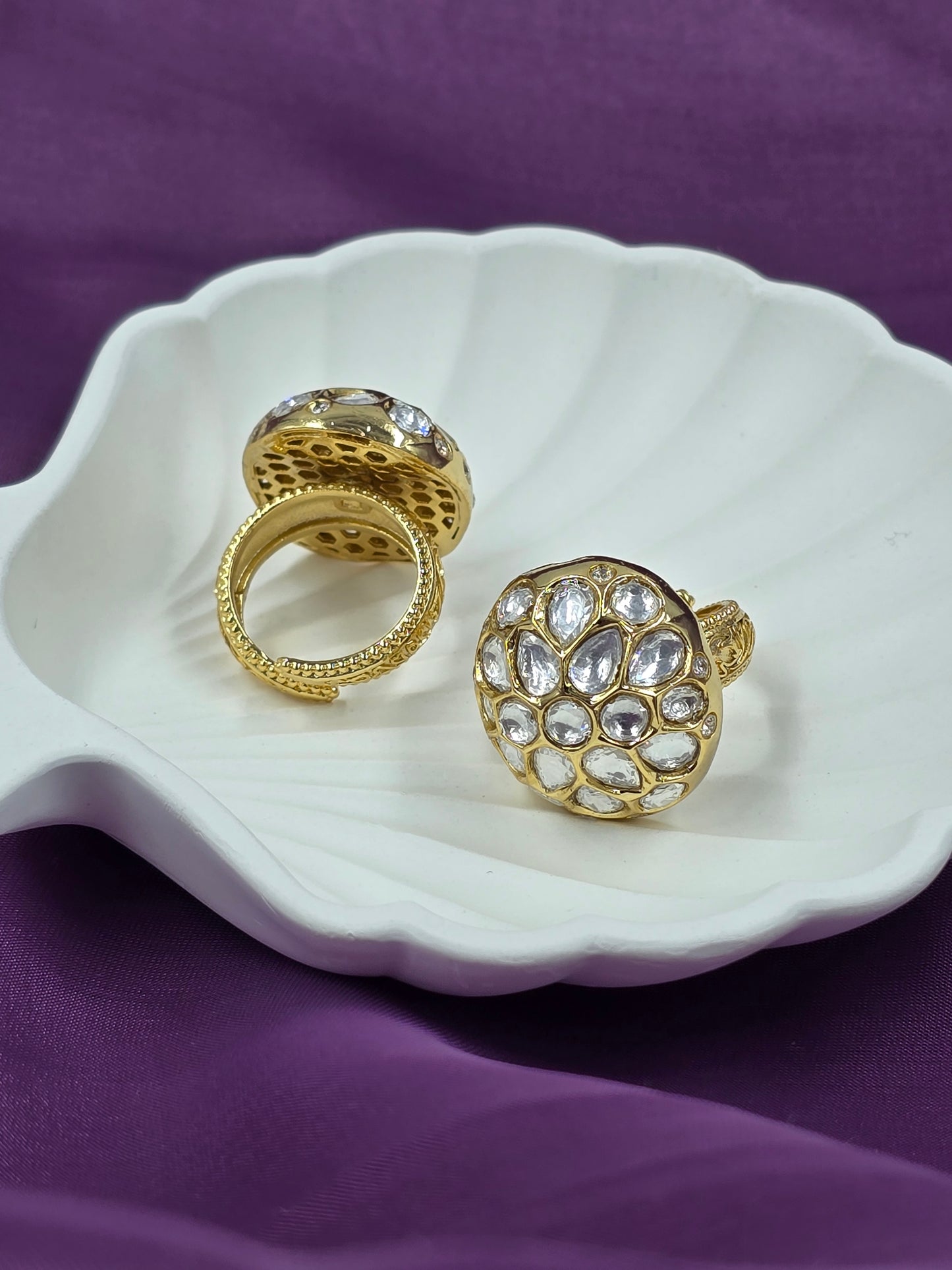 Oval Polki Adjustable Ring