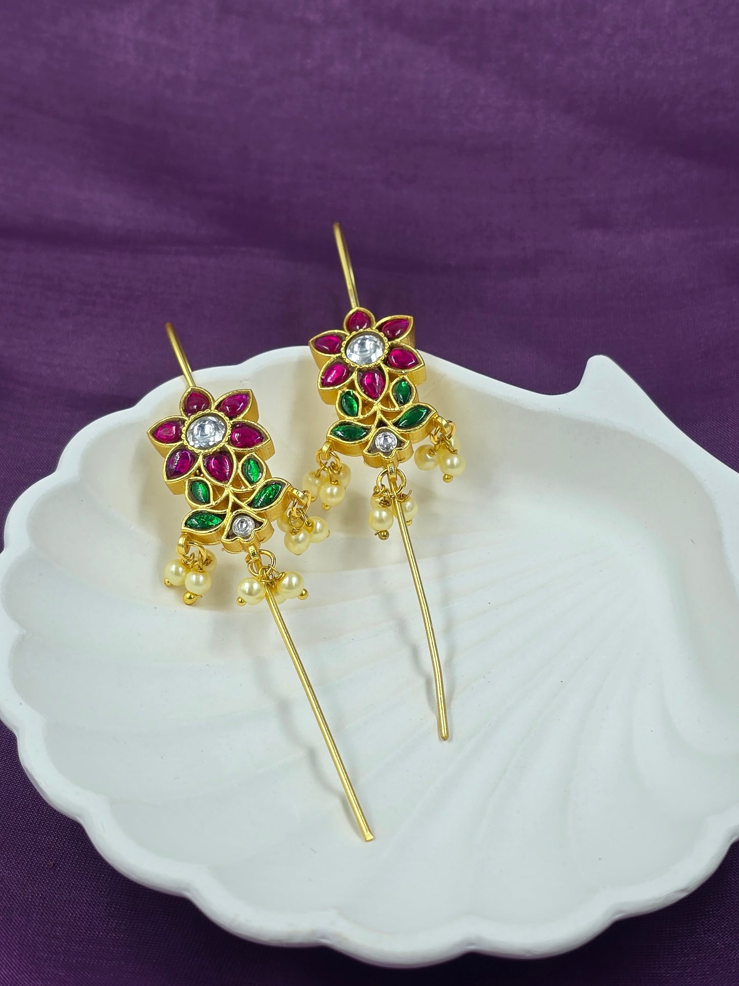 Floral Threader Dangler Earrings