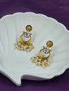 Gold-Plated Pearl Drop Temple-Style Earrings