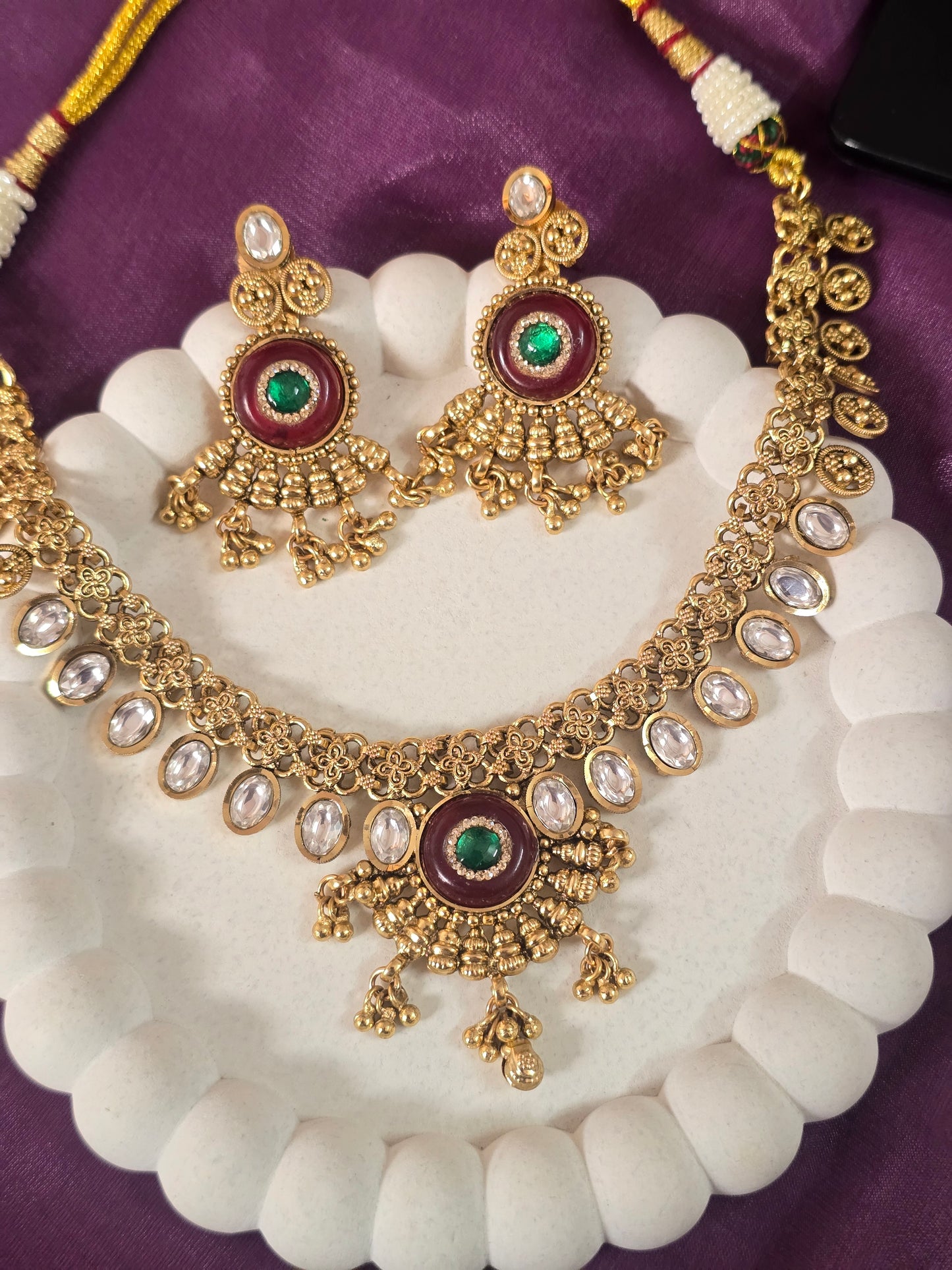 Polki Neckline in Gold Finish