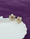 Gold-Plated Kundan Floral Stud Earrings