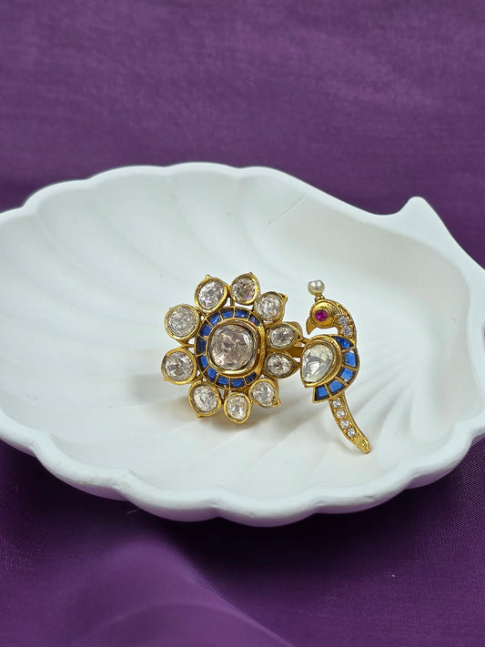 Peacock Polki Statement Ring