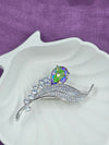 Leaf Pattern Brooch Silver toned