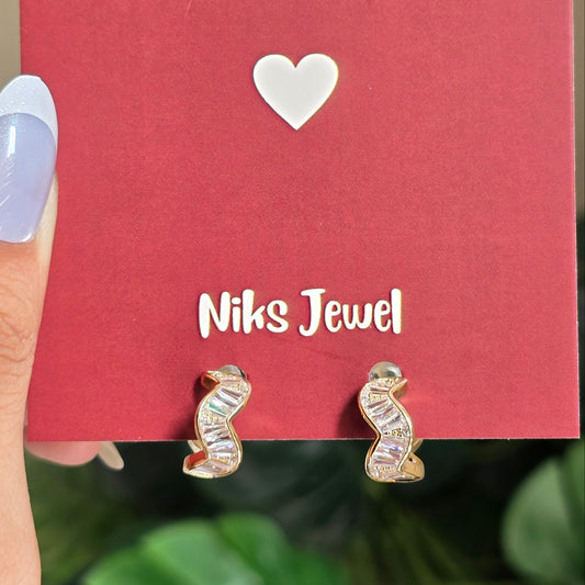 Wave Crystal Stud Earrings.