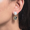 Pearl & Smoky Crystal Drop Earrings.