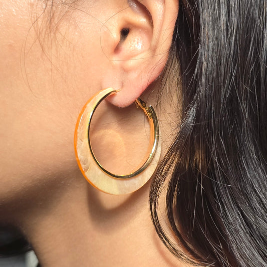Marbled Resin Hoop Earrings.