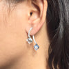 Crystal Cube Drop Hoop Earrings.