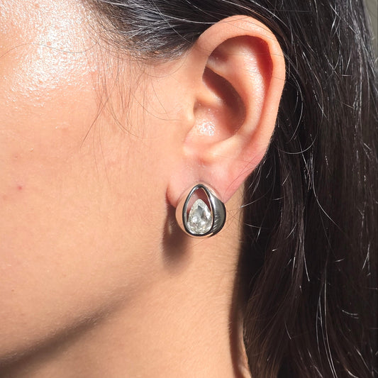 Modern Teardrop Crystal Stud Earrings