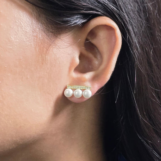 Triple Pearl Bar Studs.