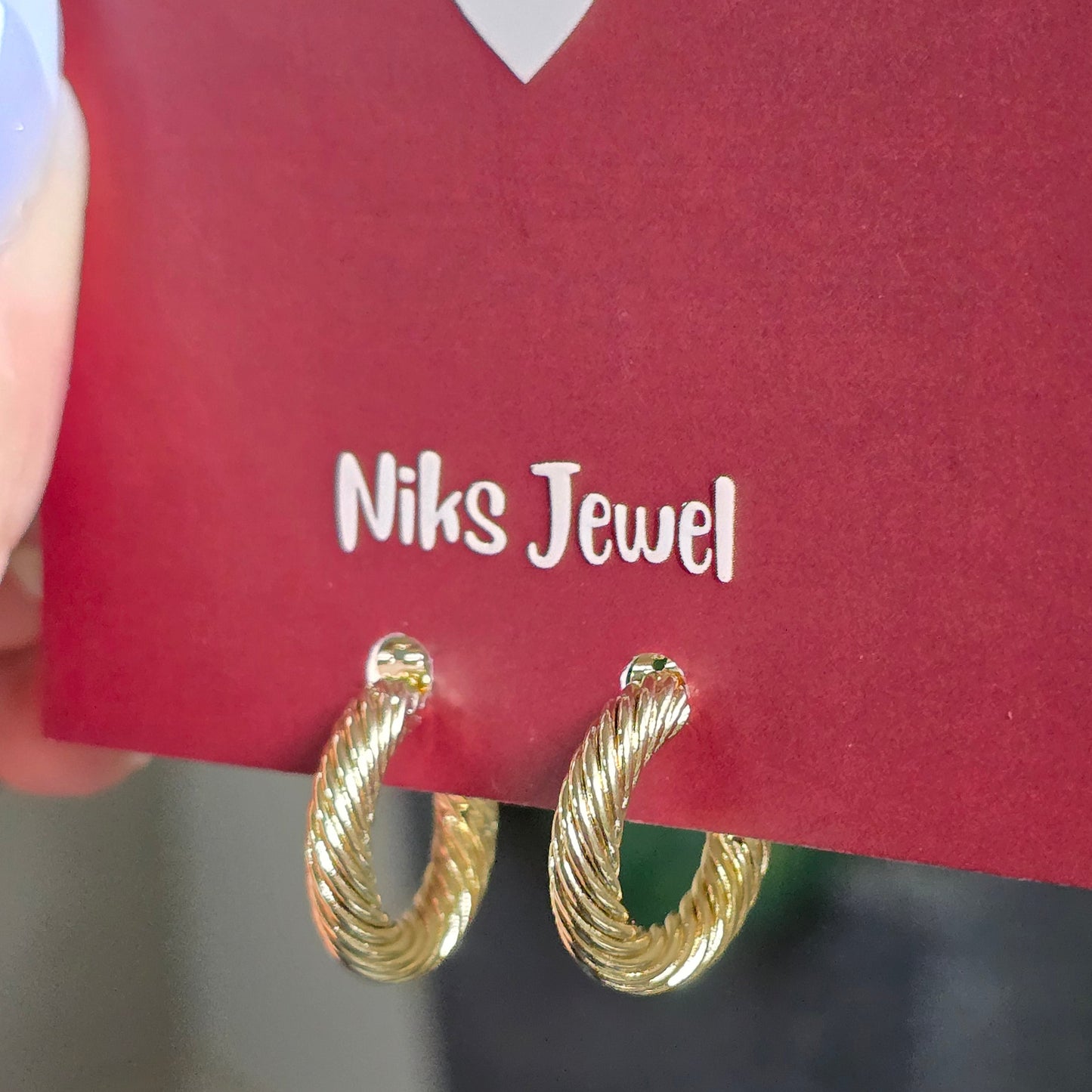 Twisted Gold Hoop Earrings.