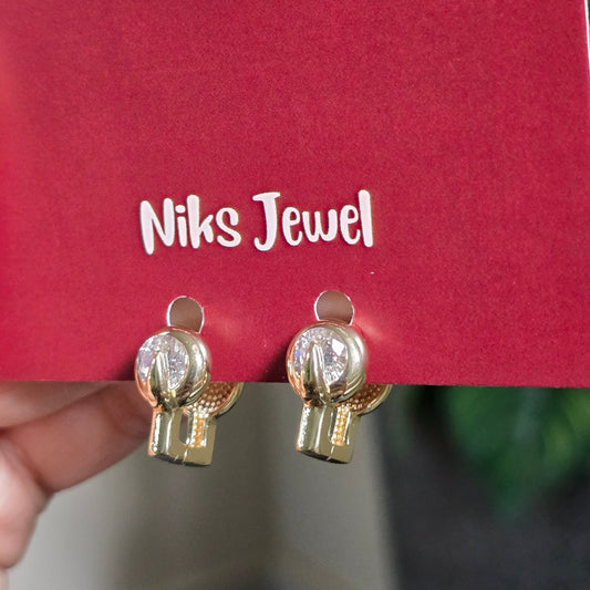 Modern Crystal Accent Hoop Earrings.